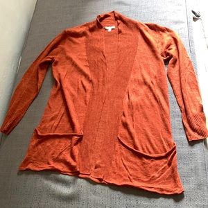 Eileen Fisher linen high collar cardigan, size M